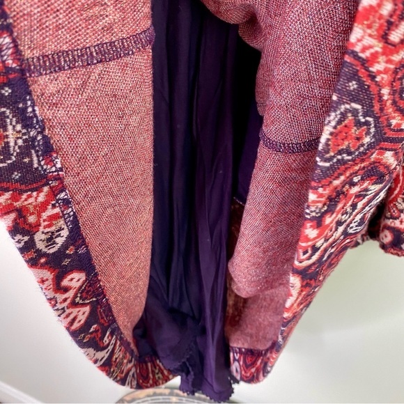 Anthropologie Maeve Pink Floral long sleeve Belted stretch knit dress size L - Picture 12 of 16